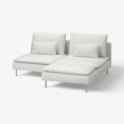 SÖDERHAMN Divano a 2 posti con chaise-longue, Blekinge bianco