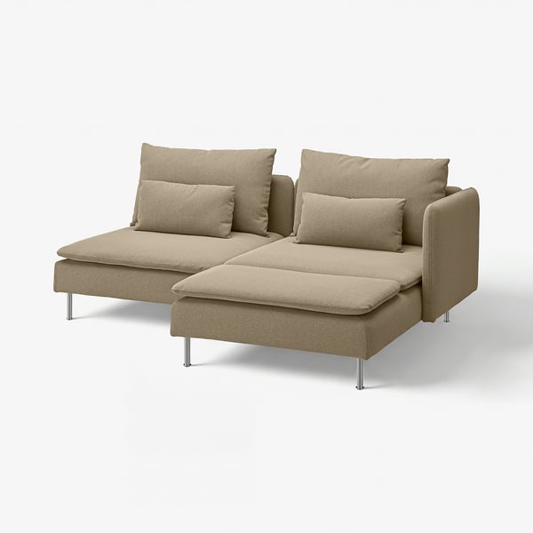 SÖDERHAMN Divano a 2 posti, con chaise-longue con bracciolo/Johanneshov marrone-beige