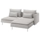 SÖDERHAMN Divano a 2 posti, con chaise-longue con bracciolo/Tallmyra bianco/nero