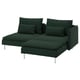 SÖDERHAMN Divano a 2 posti, con chaise-longue con bracciolo/Tallmyra verde scuro