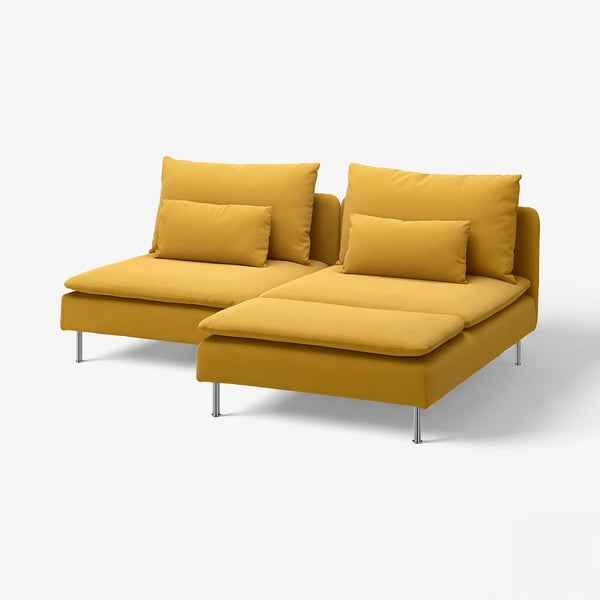 SÖDERHAMN Divano a 2 posti con chaise-longue, Kelinge giallo scuro