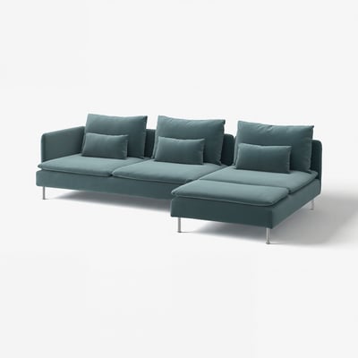 SÖDERHAMN Divano a 4 posti con chaise-longue, e terminale aperto/Alhamn blu grigio scuro