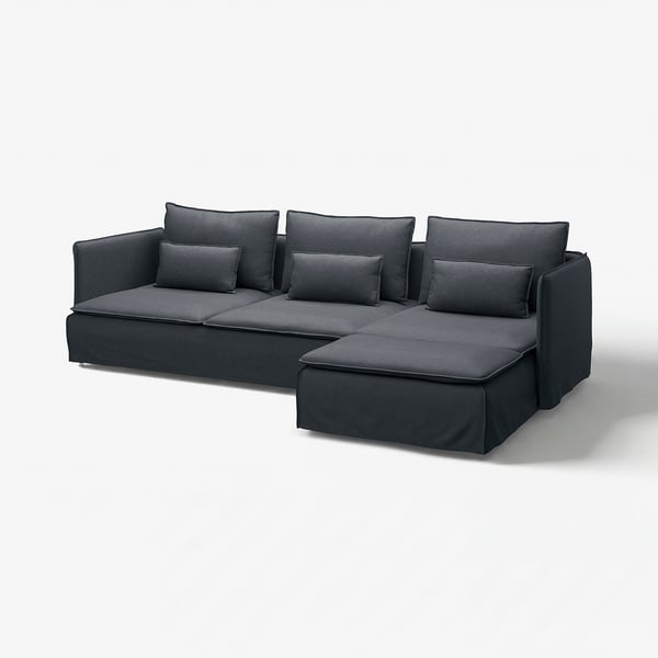 SÖDERHAMN Divano a 4 posti con chaise-longue, Knäbäck antracite