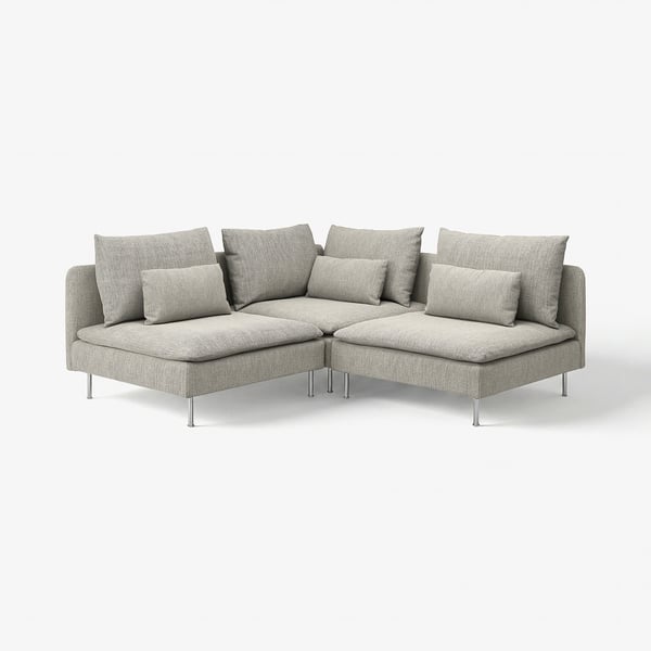 SÖDERHAMN Divano angolare a 3 posti, Viarp beige/marrone