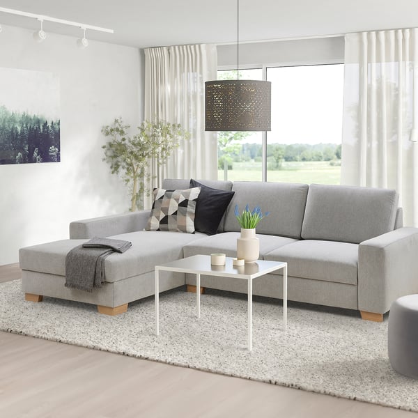 SÖRVALLEN Divano a 3 posti, con chaise-longue, sinistra/Tallmyra nero/bianco