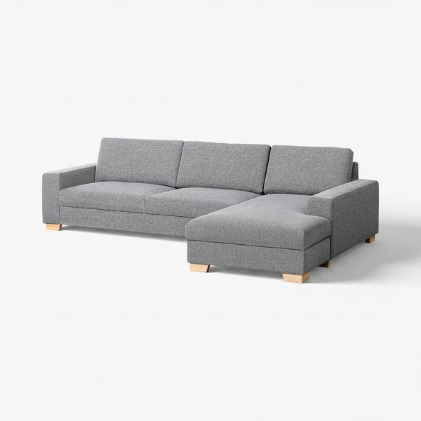SÖRVALLEN Divano a 4 posti, con chaise-longue, destra/Lejde grigio/nero