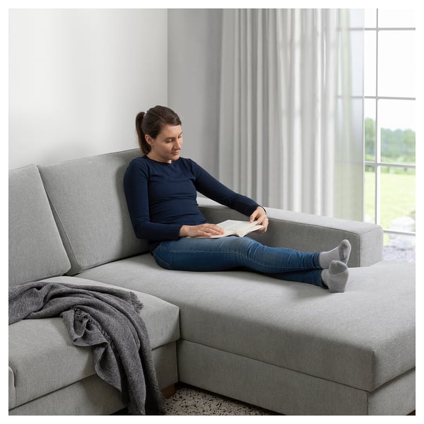 SÖRVALLEN Divano a 4 posti, con chaise-longue, destra/Tallmyra nero/bianco