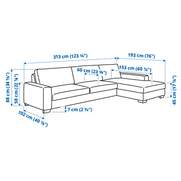 SÖRVALLEN Divano a 4 posti, con chaise-longue, destra/Tallmyra nero/bianco