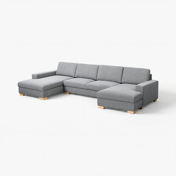 SÖRVALLEN Divano a 4 posti con chaise-longue, Lejde grigio/nero