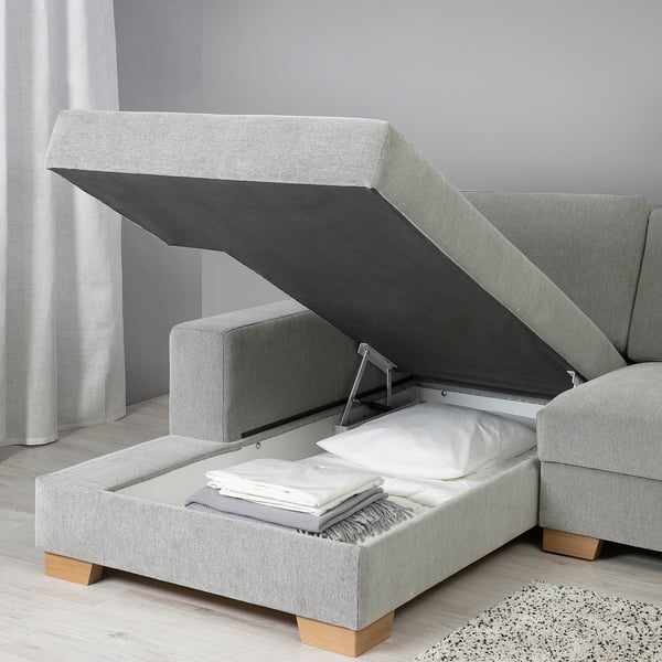 SÖRVALLEN Divano a 5 posti, con chaise-longue/Tallmyra nero/bianco