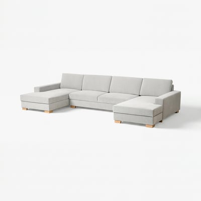 SÖRVALLEN Divano a 5 posti, con chaise-longue/Tallmyra nero/bianco