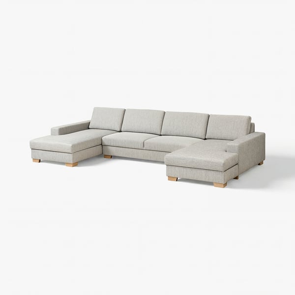SÖRVALLEN Divano a 5 posti, con chaise-longue/Viarp beige/marrone