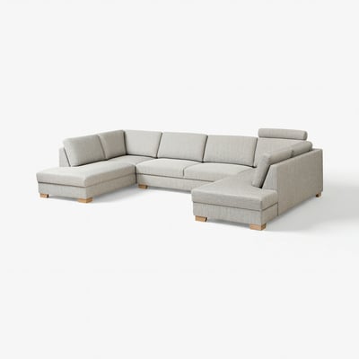 SÖRVALLEN Divano a U, 5 posti, terminali aperti/Viarp beige/marrone