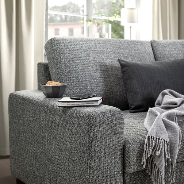 SÖRVALLEN Divano letto 3 posti/chaise-longue, destro/Lejde grigio/nero