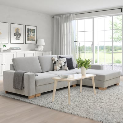 SÖRVALLEN Divano letto 3 posti/chaise-longue, destro/Tallmyra nero/bianco