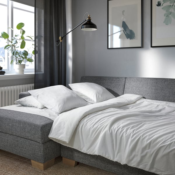 SÖRVALLEN Divano letto 3 posti/chaise-longue, sinistro/Lejde grigio/nero