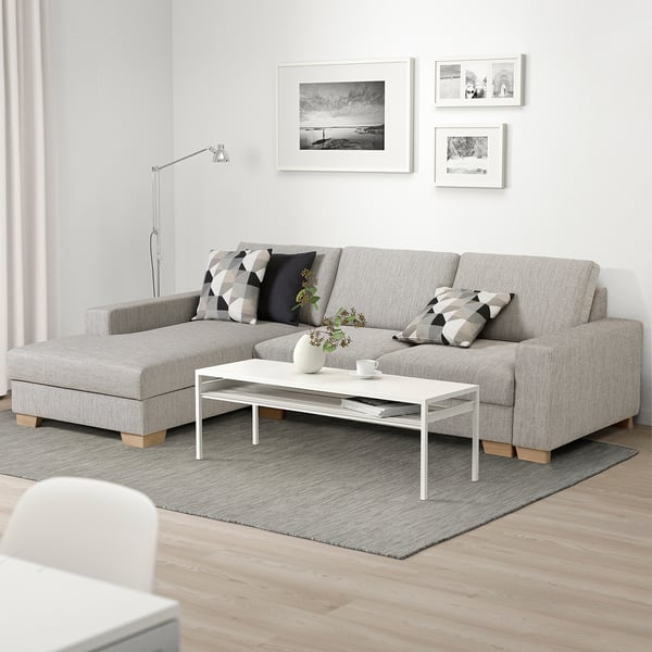 SÖRVALLEN Divano letto 3 posti/chaise-longue, sinistro/Viarp beige/marrone