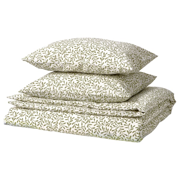 SORGMANTEL Copripiumino e 2 federe, bianco/verde, 240x220/50x60 cm