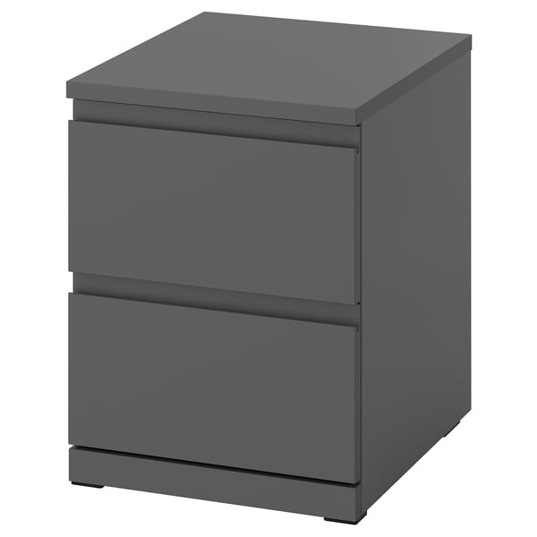 STORKLINTA Cassettiera con 2 cassetti, grigio scuro/con 2 cassetti, 40x50x53 cm