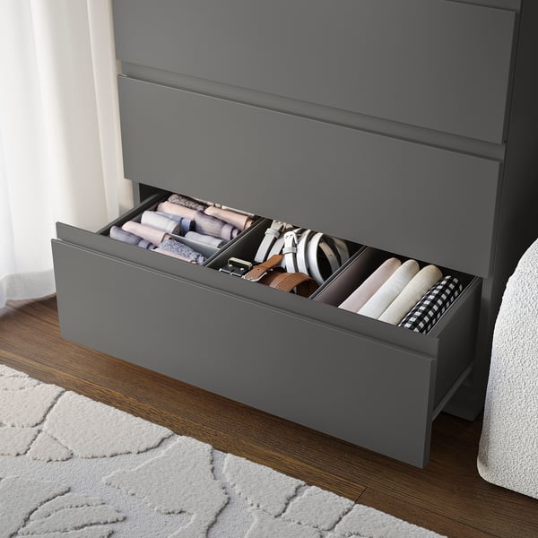 STORKLINTA Cassettiera con 4 cassetti, grigio scuro, 70x50x98 cm