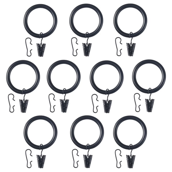 SYRLIG Anello per tende con clip e gancio, nero, 38 mm