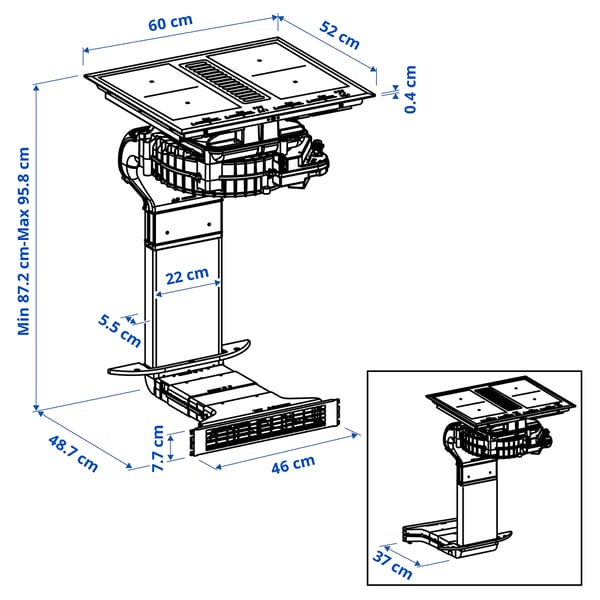 TÄCKNAN Piano induz/cappa integr/kit ricirc, IKEA 500/nero