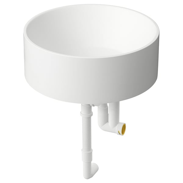 TANDÅN Lavabo da appoggio con sifone, bianco, 38 cm