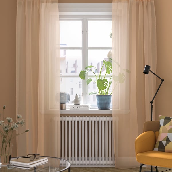 TERESIA Tenda sottile, 2 teli, arancione/con canale per bastone, 145x300 cm