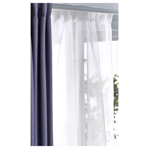TERESIA Tenda sottile, 2 teli, bianco/con canale per bastone, 145x300 cm