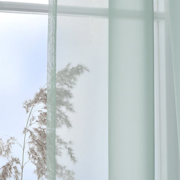 TERESIA Tenda sottile, 2 teli, verde chiaro/con canale per bastone, 145x300 cm