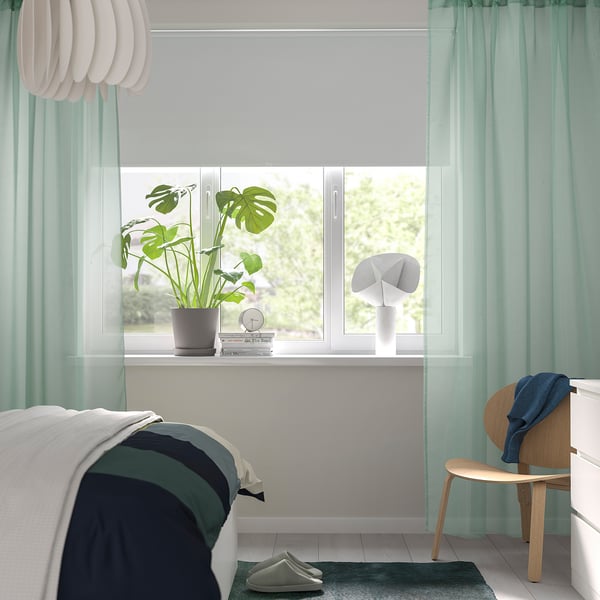 TERESIA Tenda sottile, 2 teli, verde chiaro/con canale per bastone, 145x300 cm