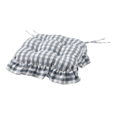 TJASSIE Cuscino per sedia, blu bianco/a quadri, 40x39x7 cm
