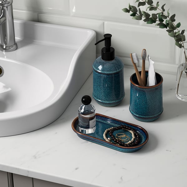 TVÅLSJÖN Set per bagno, 3 pezzi, blu