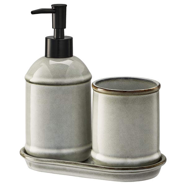 TVÅLSJÖN Set per bagno, 3 pezzi, grigio