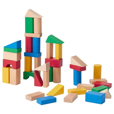 UNDERHÅLLA Set costruzioni in legno, 40 pezzi, multicolore