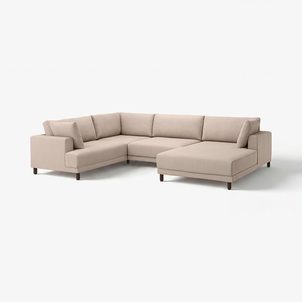 UPPÅKRA Divano a U, 4,5 posti, con chaise-longue, destra/Samsala grigio-beige