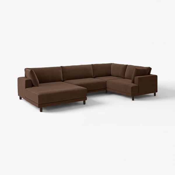 UPPÅKRA Divano a U, 4,5 posti, con chaise-longue, sinistra/Samsala marrone scuro