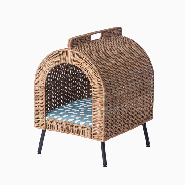 UTSÅDD Casetta con gambe per gatti, rattan