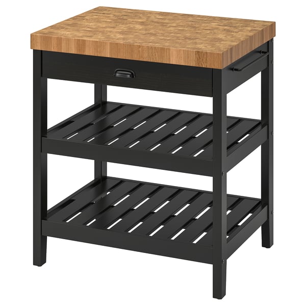 VADHOLMA Isola per cucina, nero/rovere, 79x63x90 cm