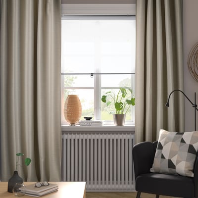 VILBORG Tenda semioscurante, 2 teli, beige/con nastro arricciatende, 145x300 cm