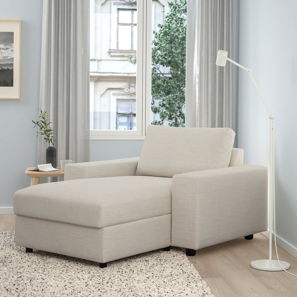 VIMLE Chaise-longue, con braccioli larghi/Gunnared beige