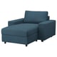 VIMLE Chaise-longue, con braccioli larghi/Hillared blu scuro