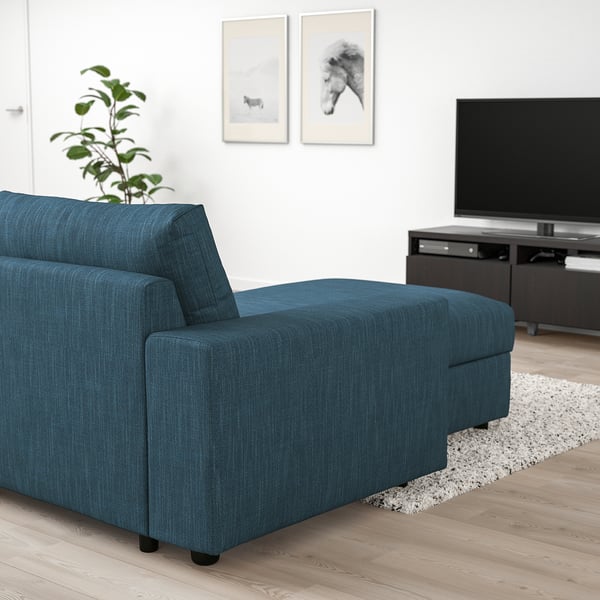 VIMLE Chaise-longue, con braccioli larghi/Hillared blu scuro