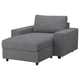 VIMLE Chaise-longue, con braccioli larghi/Lejde grigio/nero