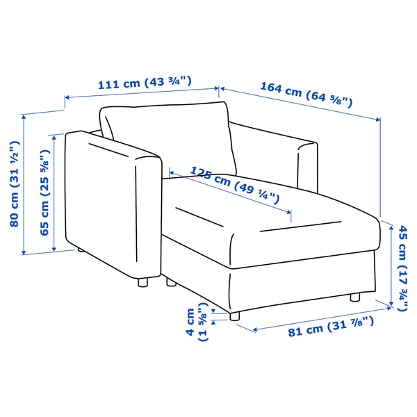 VIMLE Chaise-longue, Grann/Bomstad nero