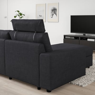 VIMLE Divano a 3 posti con chaise-longue, con braccioli larghi con poggiatesta/Hillared antracite