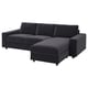 VIMLE Divano a 3 posti con chaise-longue, con braccioli larghi/Djuparp grigio scuro