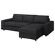 VIMLE Divano a 3 posti con chaise-longue, con braccioli larghi/Hillared antracite