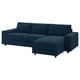 VIMLE Divano a 3 posti con chaise-longue, con braccioli larghi/Kelinge blu scuro