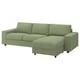 VIMLE Divano a 3 posti con chaise-longue, con braccioli larghi/Mosshed grigio-verde